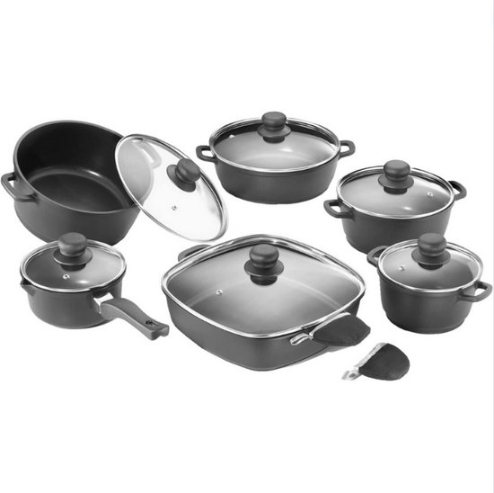 Edënbërg Classic Line - RVS Luxe Pannenset 12 Delig - Voorzien Van 5 Laags Bodem Edënbërg Classic Line - RVS Luxe Pannenset 12 Delig - Voorzien Van 5 Laags Bodem