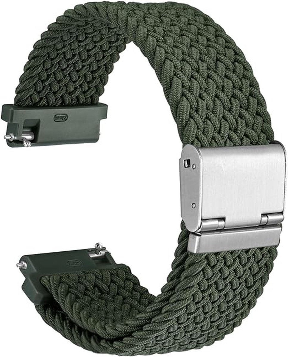 SHOP YOLO-Horlogeband met Verstelbare Gesp-Gevlochten Sporthorloge Banden voor Heren en Dames-Bandbreedte- 22mm-Kaki Groen