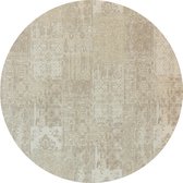 Vintage rond vloerkleed - Patchwork - Tapijten woonkamer - Cappuccino Crème - 170cm ø