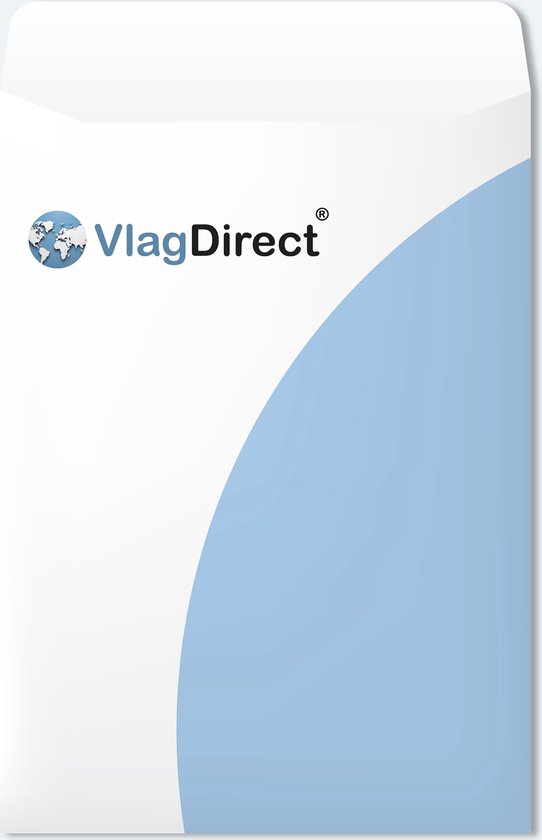 Enveloppe blanche avec les logos bleu et gris de VlagDirect.
