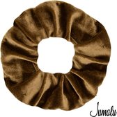 Jumalu scrunchie velvet haarwokkel haarelastiekjes - bruin - 1 stuk