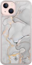Casimoda® hoesje - Geschikt voor iPhone 13 - Marmer Grijs - 2-in-1 case - Schokbestendig - Marble design - Verhoogde randen - Grijs, Transparant