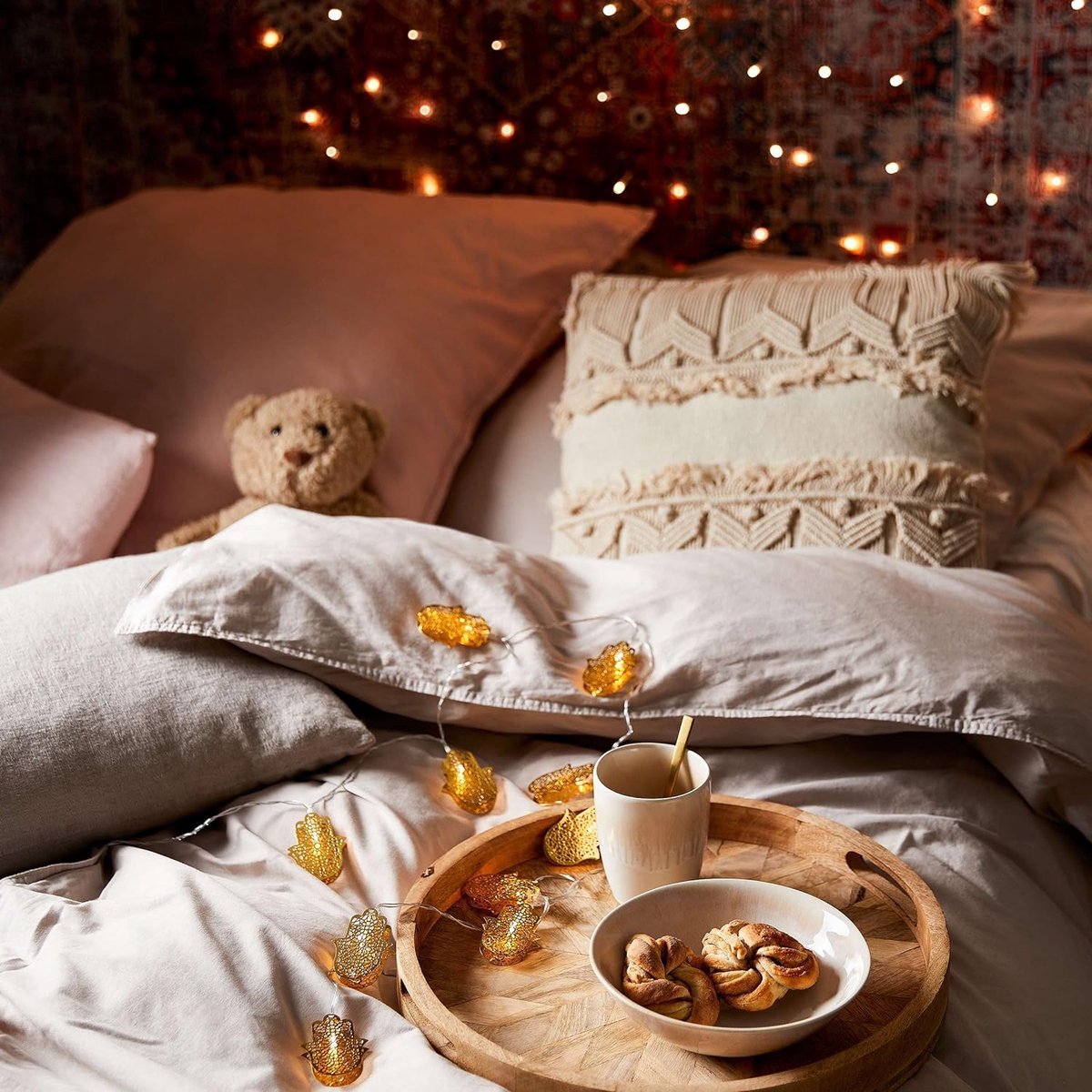 Relaxdays dienblad mangohout, 2-delige set, 29 & 36 cm, met handgrepen, opstaande rand, rond, serveerblad, bruin