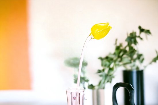 Glazen Bloem Tulp Geel | Glaskunst  | Bloemen En Fruit Van Glas | 1 Jaar Garantie