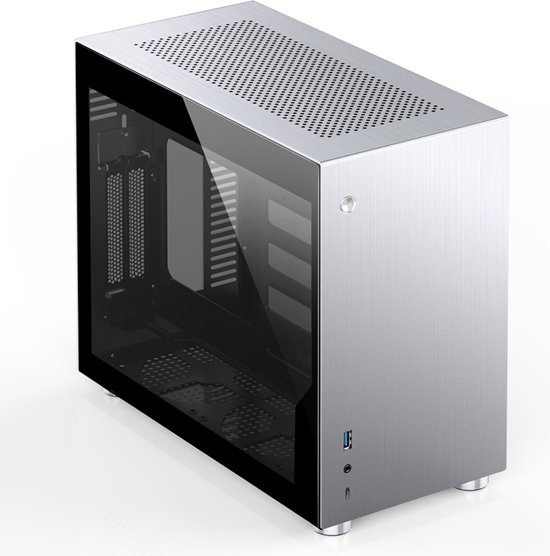 Jonsbo V10-G Silver Mini-tower Gaming-behuizing, Behuizing Zilver