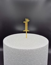Taarttopper - Cijfer Small (11 cm) - een - 1 - Taartdecoratie - Cake Topper - getal - voor leeftijd: 10 / 11 / 12 / 13 / 14 / 15 / 16 / 17 / 18 / 19 / 21 / 31 / 41 / 51 / 61 / 71 / 81 / 91 - Goud