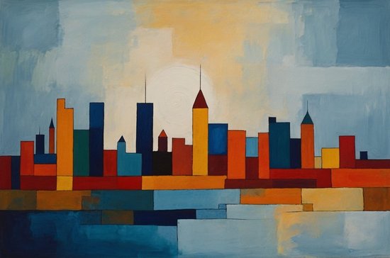 Affiche skyline moderne - Affiche villes - Décoration murale colorée - Décoration murale rurale - Affiches salon - Décoration murale - 70 x 50 cm