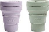 STOJO - Opvouwbare Beker - To Go - Lilac & Sage - 355ml - Herbruikbaar - Reusable Cup - Set van 2 Stuks