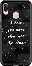 Casimoda® telefoonhoesje - Geschikt voor Huawei P20 Lite (2018) - Stars Love Quote - Zwart TPU hoesje - Backcover - Zwart - Sterren
