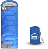 Kanyon Premium Slaapzak - Volwassen - Mummieslaapzak met Capuchon - 1.6kg - kamperen - Blauw/Grijs - ca. 220 x 80 cm - Comfortzone: 5 tot 16 graden - incl. Draagtas