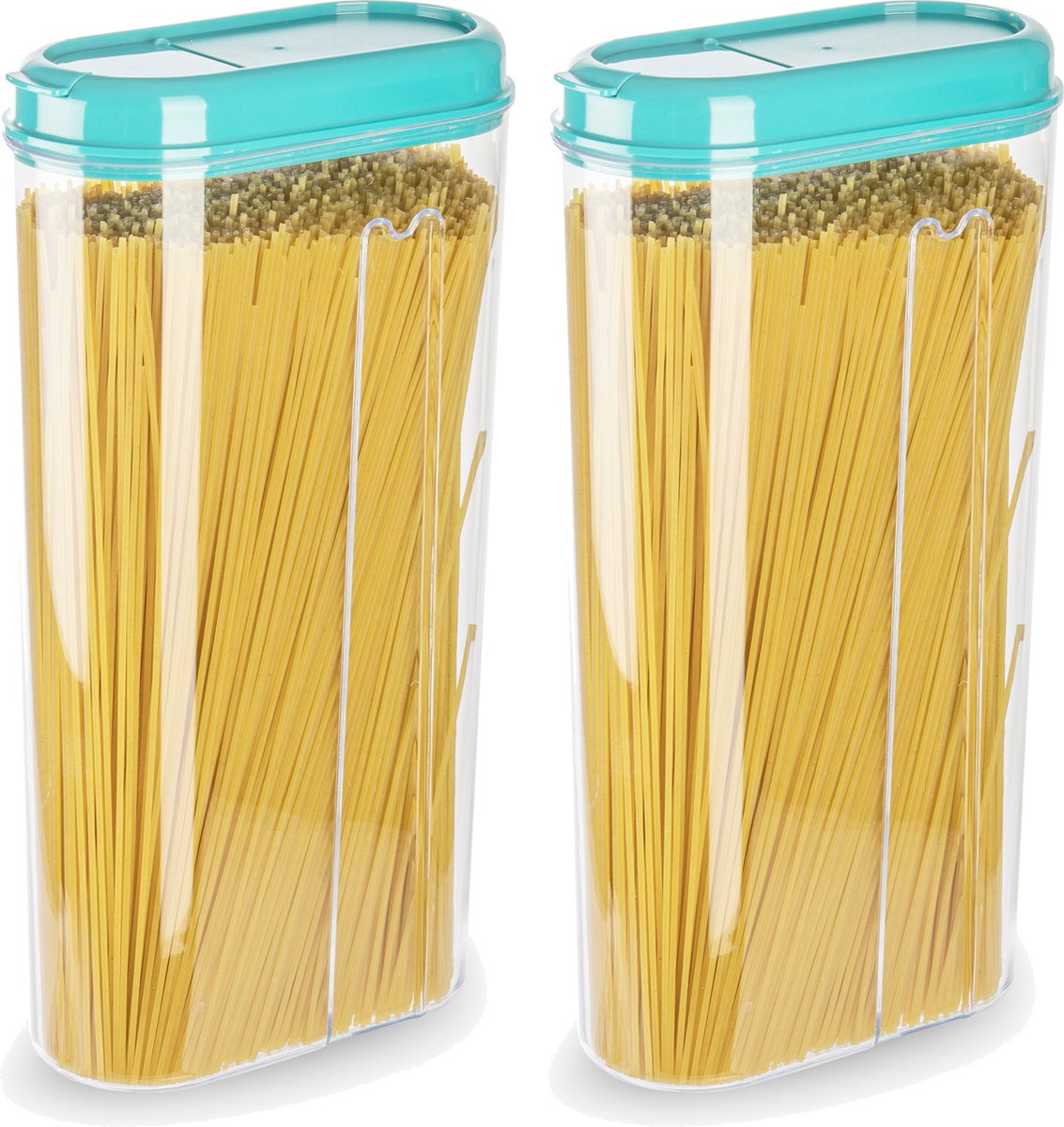 Plasticforte Voedselcontainer strooibus - 2x - blauw - 2350 ml - kunststof - voorraadpotten