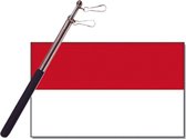 Landen vlag Indonesie - 90 x 150 cm - met compacte draagbare telescoop vlaggenstok - zwaaivlaggen