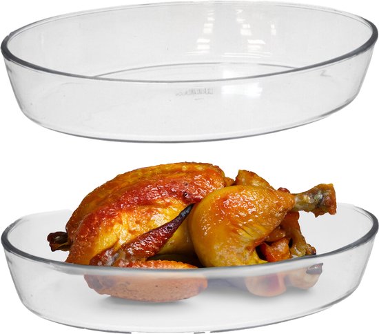 Marinex Plat à four en verre borosilicate - 2x - ovale - 3,2 litres - 35 x 24 x 6 cm - plat de service