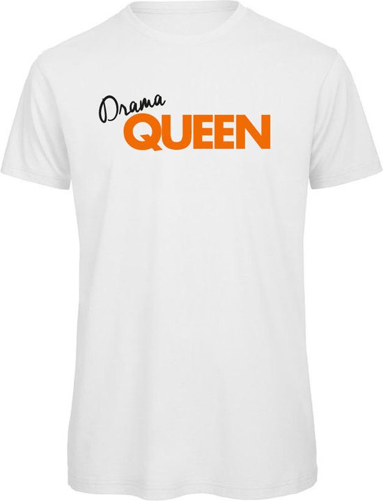 T-shirt wit S - Drama queen - soBAD.- Koningsdag - Oranje shirt dames - Oranje shirt heren - Unisex - Regular fit