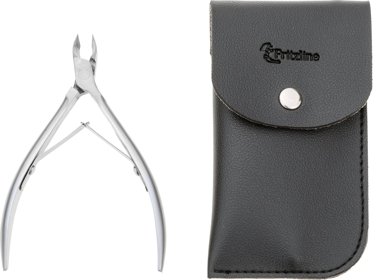 Fritzline® Professionele Nagelriem Knipper met Leren Hoesje - nagelriemverzorging - nagelriem verwijderaar - nagelriemknipper - schaar -snijder - schaartje - trimmer - knipper