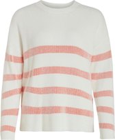 Vila Sweater Viril Stripe L/s Knit Top - Noos 14079691 White Alyssum/tigerlilly Femme Taille - M