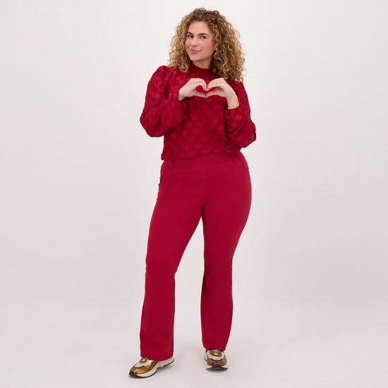 Rode Broek/Pantalon van Je m'appelle - Dames - Plus Size - Travelstof - 48 - 1 maat beschikbaar