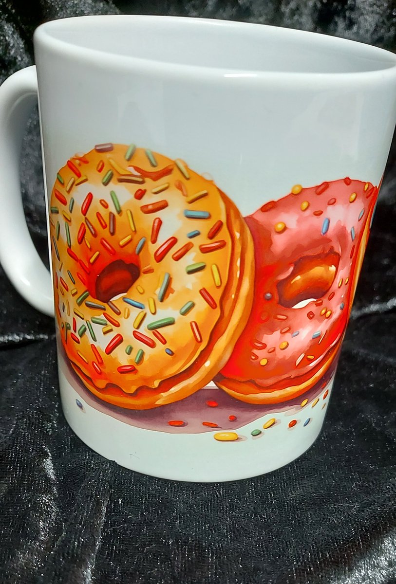 Rena Bedukte beker met donuts Donut Mok met donut Beker met afbeelding Koffie beker Mok