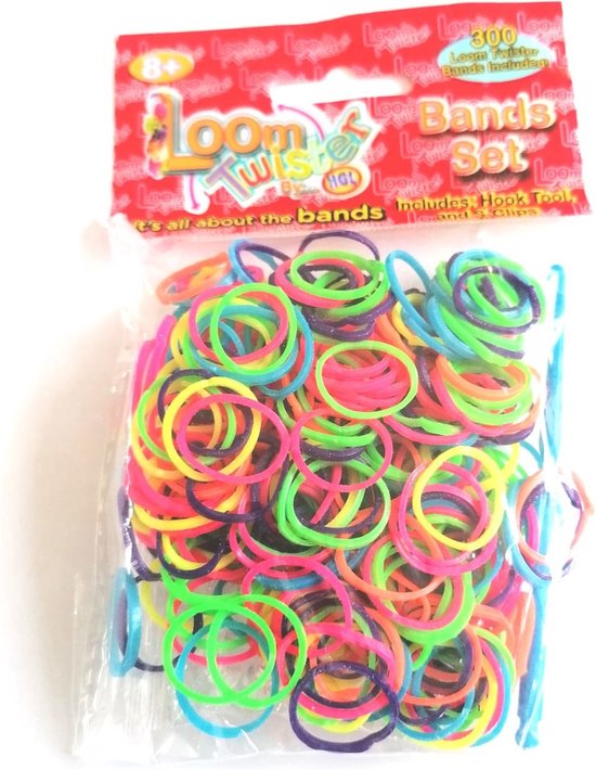 Loom Twister Loombandjes diverse kleuren Junior Rubber 300 loom bandjes