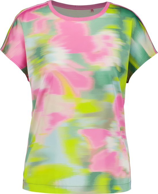 GERRY WEBER Dames Shirt met korte mouwen van een materiaalmix Lila/Pink/Grün