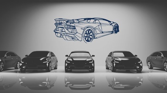 Aventador SVJ Roadster Angle - Silhouette - Metaalkunst - Blauw - 60cm - Auto Decoratie - Muur Decoratie- Man Cave - Cadeau voor man- Inclusief ophangsysteem