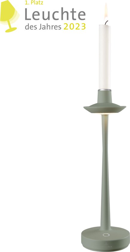 Villeroy & Boch | Combinatie van een tafellamp en een kandelaar | Accu | Olijf groen