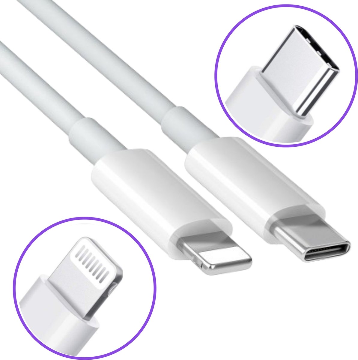 USB C naar 8 pin Connector - USB-C kabels - Snellader / Lader USBC - Oplader kabel - Oplaadkabel - VeryGoods