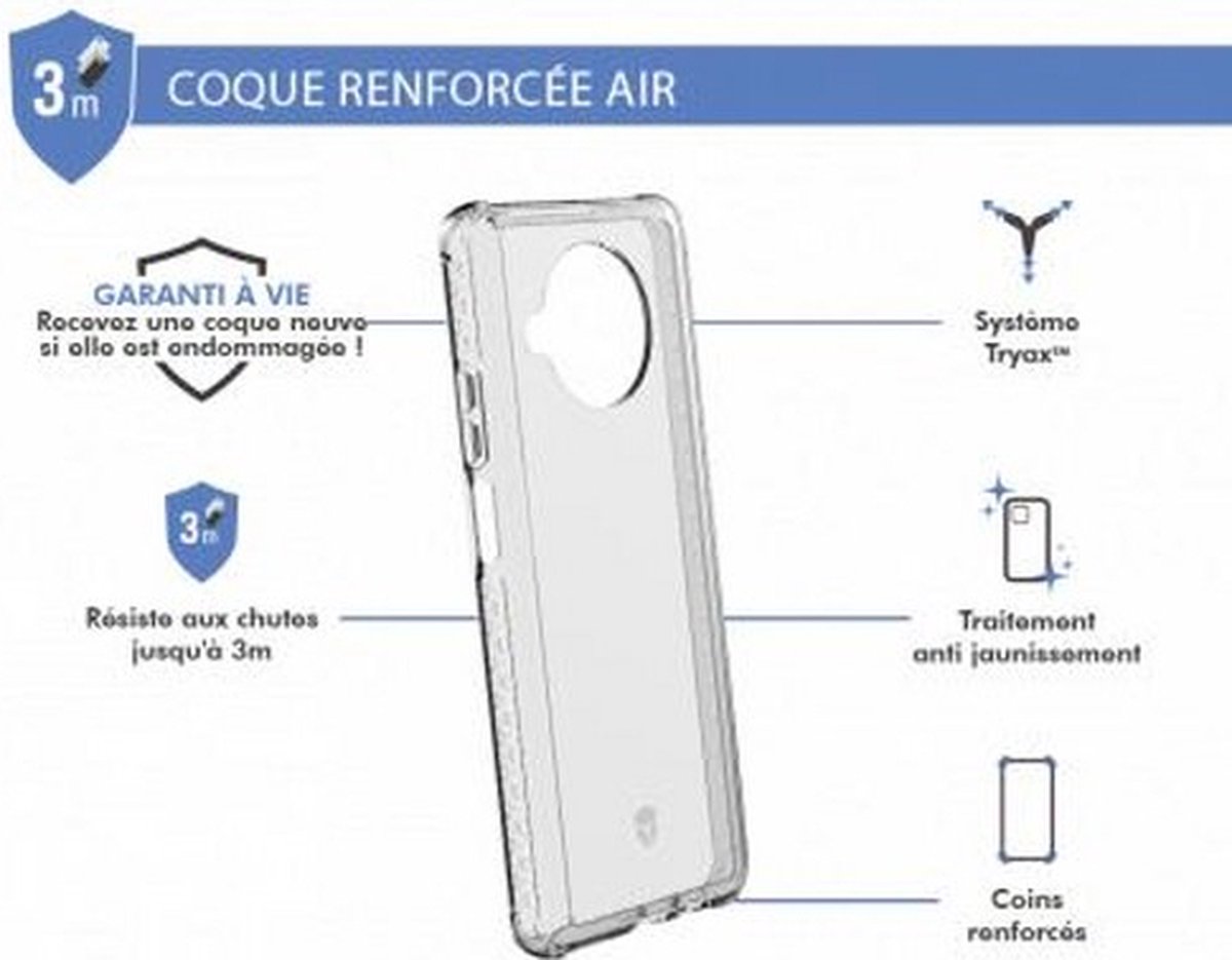 Force Case, Versterkte hoes voor Xiaomi Mi 10T Lite AIR, Transparant