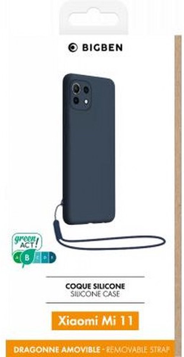 Bigben Connected, Siliconen hoesje voor Xiaomi Mi 11 5G met bijpassende polsband, Marineblauw