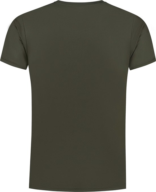 Legergroen hardloopshirt voor heren, achterkant.