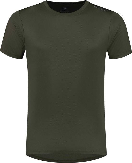 Legergroen hardloopshirt voor heren, studio-opname.