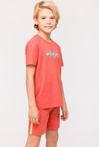 Woody Jongens-Heren Pyjama baksteenrood - maat 140/10J