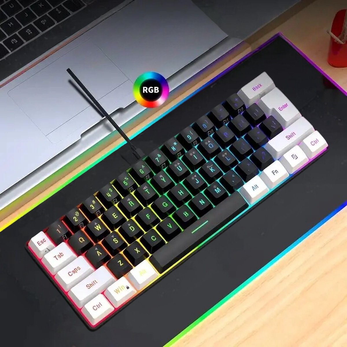 Gaming Toetsenbord - 60% Keyboard - RGB Toetsenbord