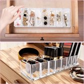 Cosmetica-organizer, 2 stuks, acryl, opbergdoos met 8 vakken, oogschaduw, make-up organizer voor badkamer, slaapkamer, doorzichtig