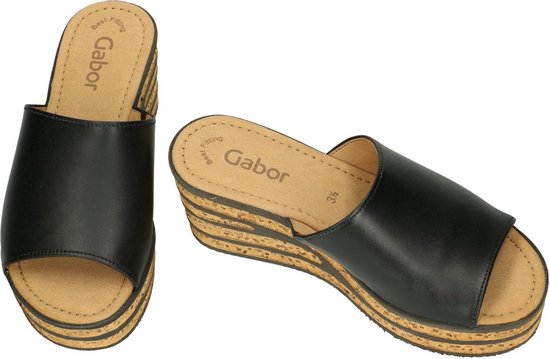 Gabor -Dames - zwart - slippers & muiltjes - maat 38