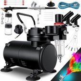 Velox Airbrush Set - Airbrush Set Met Compressor - Airbrush Pistool - Airbrush Cleaner - Airbrush Set Compleet - Zwart