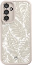 Casimoda® hoesje - Geschikt voor Samsung Galaxy A34 - Palmy Leaves Beige - Zwart TPU Backcover - Natuur - Bruin/beige