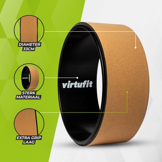 VirtuFit Premium Kurk Yoga Wiel - Ecologisch - 33 cm van VirtuFit — afbeelding 5