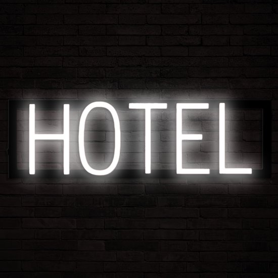 HOTEL - Lichtreclame Neon LED bord verlicht | SpellBrite | 50,43 x 16 cm | 6 Dimstanden & 8 Lichtanimaties | Reclamebord neon verlichting