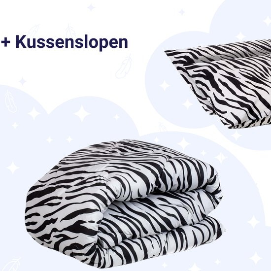 Zelesta� Wonderbed Zebra Skin 160x220cm - Dekbed zonder overtrek - 30 dagen proefslapen - Wasbaar hoesloos dekbed - Bedrukt dekbed - Dekbed met print - All Year Winterdekbed & Zomerdekbed