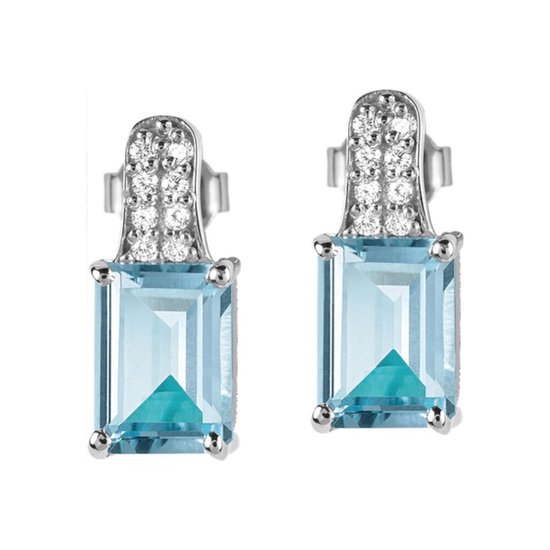 Jacques Lemans - Oorknopjes Sterling zilver met Sky Blue Topaz - SE-O114C