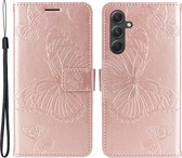 Coverup Vlinders Book Case - Geschikt voor Samsung Galaxy A55 Hoesje - Rose Gold