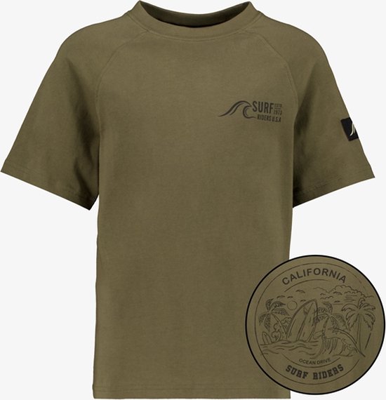Unsigned jongens T-shirt groen met backprint - Maat 170