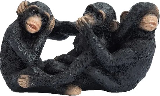 Apen horen zien en zwijgen standbeeld - Decoratief - Creatieve sculptuur - Monkey - Binnen en buiten - Hars - Resin - Goede kwaliteit