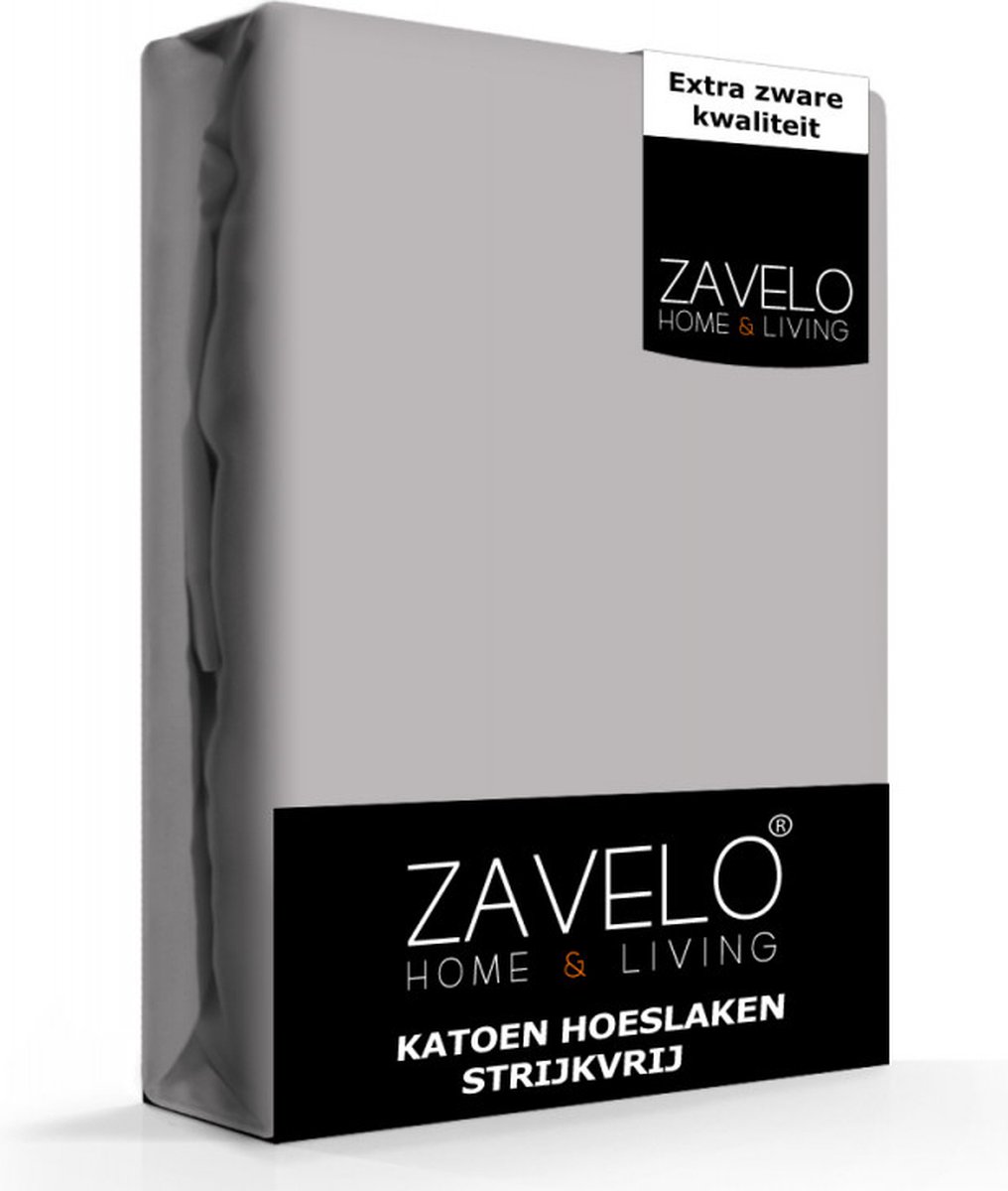 Zavelo Hoeslaken Katoen Strijkvrij Licht Grijs - Lits-jumeaux (180x200 cm) - Hoogwaardige Kwaliteit - Rondom Elastisch - Perfecte Pasvorm