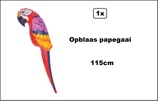 Opblaasbare papegaai 115cm - Tropical thema feest hawai party beach feest strand jungle festival