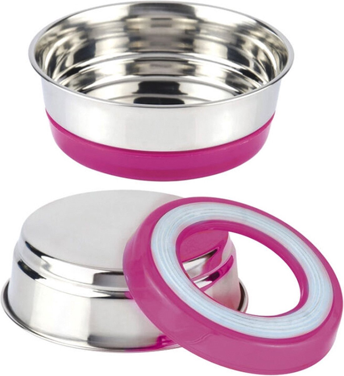 Bol.com croci fluo drink of eetbak voor katten en kleine hondjes staal en rubber, antislip 470 ml aanbieding