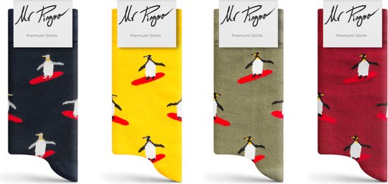 Mr Pingoo Sokken voor Heren en Dames - 4 paar - Unisex Grappige Sokken - Vrolijke Pinguïn Sokken - 41-46