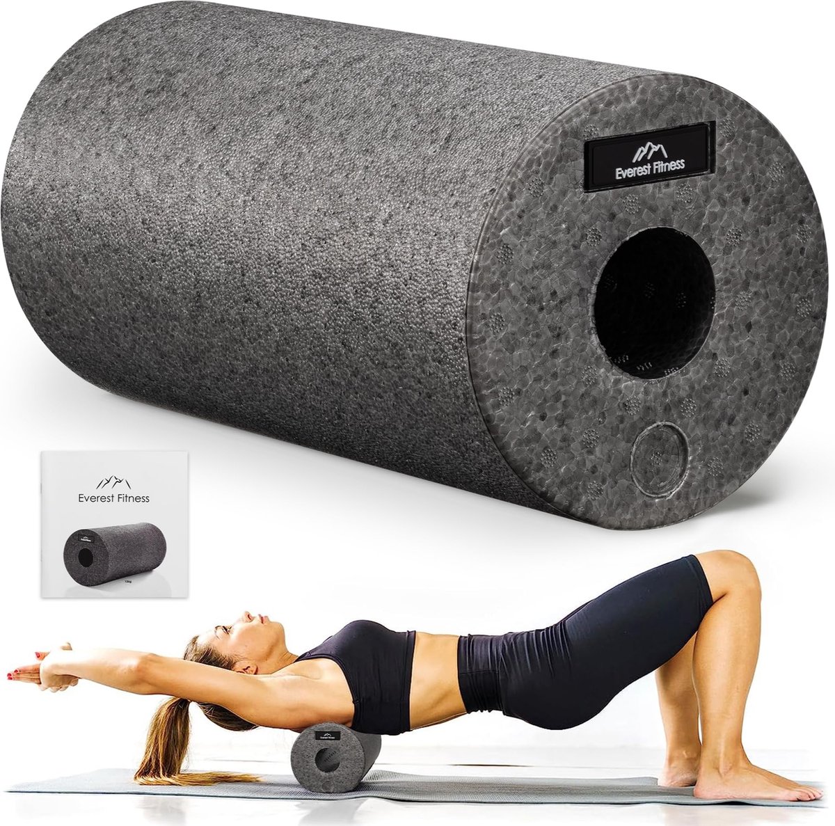 EVEREST FITNESS foam roller massage 30 cm - Medium tot harde massage roller - Met tas en oefeningen boek - Voor tijdens of na sport - Ter ontspanning thumbnail 4
