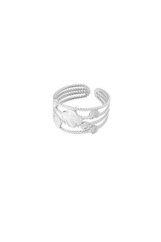 Yehwang - Zilveren Ring Klaver Hart - Stainless Steel - Zilver - Meerlagig - Sieraad - Sieraden - Cadeau - Cadeautip - Moederdag